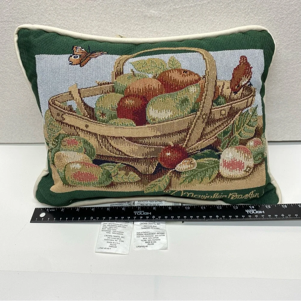 Marjolein Bastin Tapestry Throw Pillow Fruit Basket Butterfly Bird Design READ